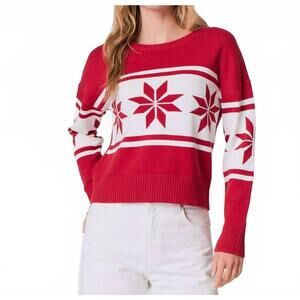 NEW J. SOCIETY snowflake crewneck sweater in red